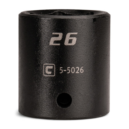 CAPRI TOOLS 1/2 in Drive 26 mm 6-Point Metric Shallow Impact Socket 5-5026